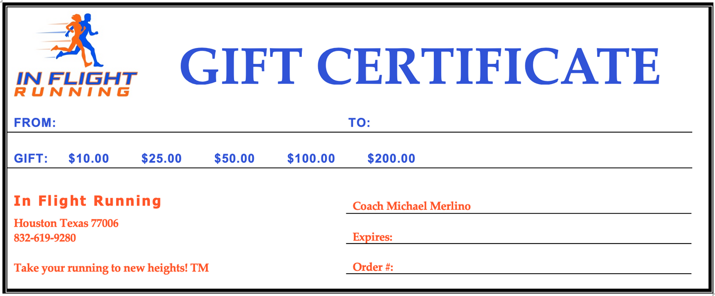 In Flight Running Gift Cards