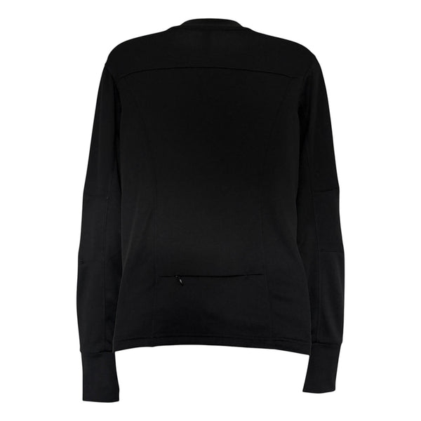 In Flight Running black polyester fleece track jacket with full-zip front and hidden pocket.