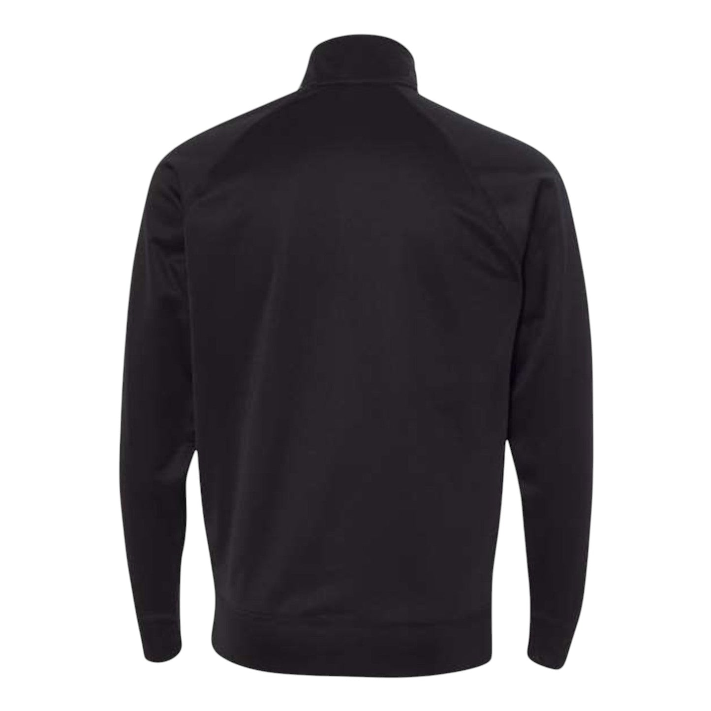In Flight Running black polyester fleece track jacket with raglan sleeves and embroidered logo on chest.