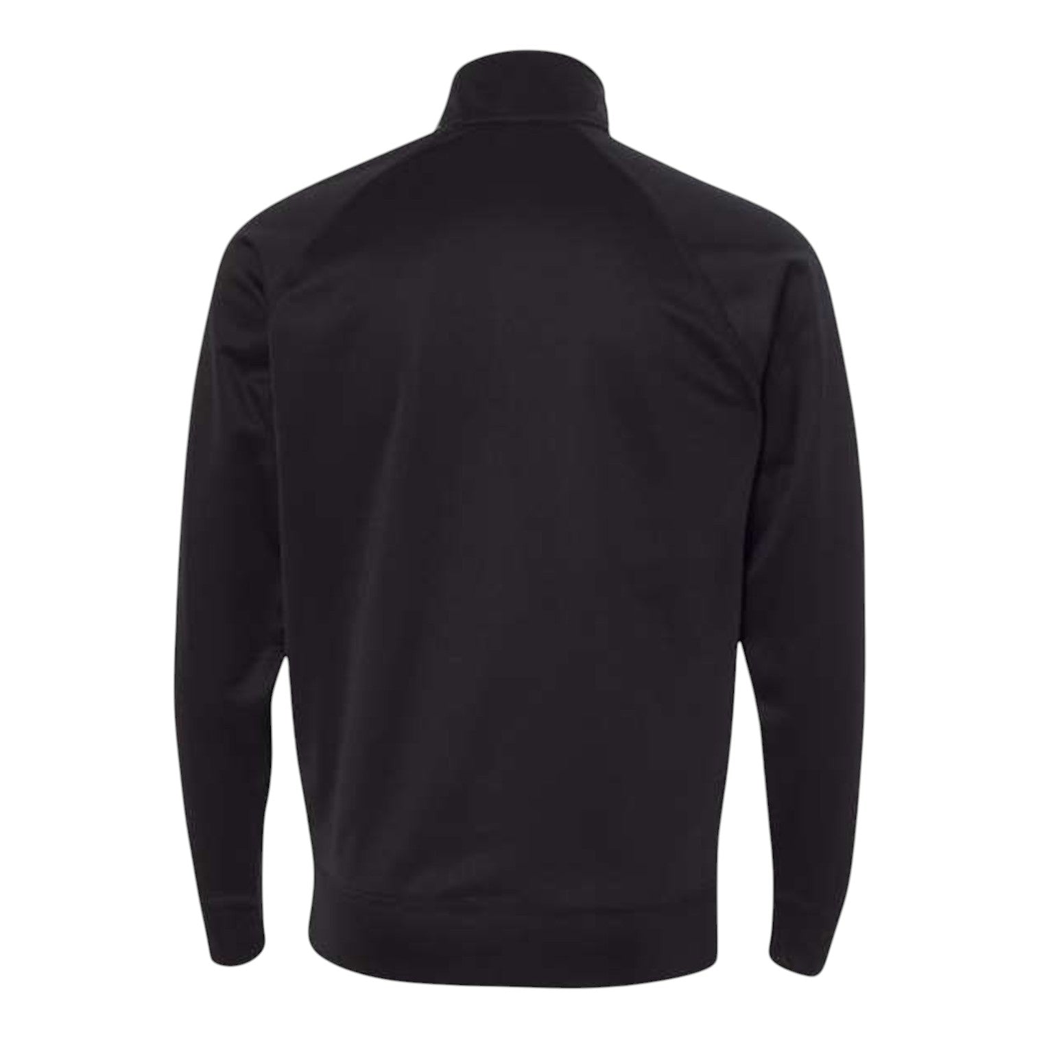In Flight Running black polyester fleece track jacket with raglan sleeves and embroidered logo on chest.