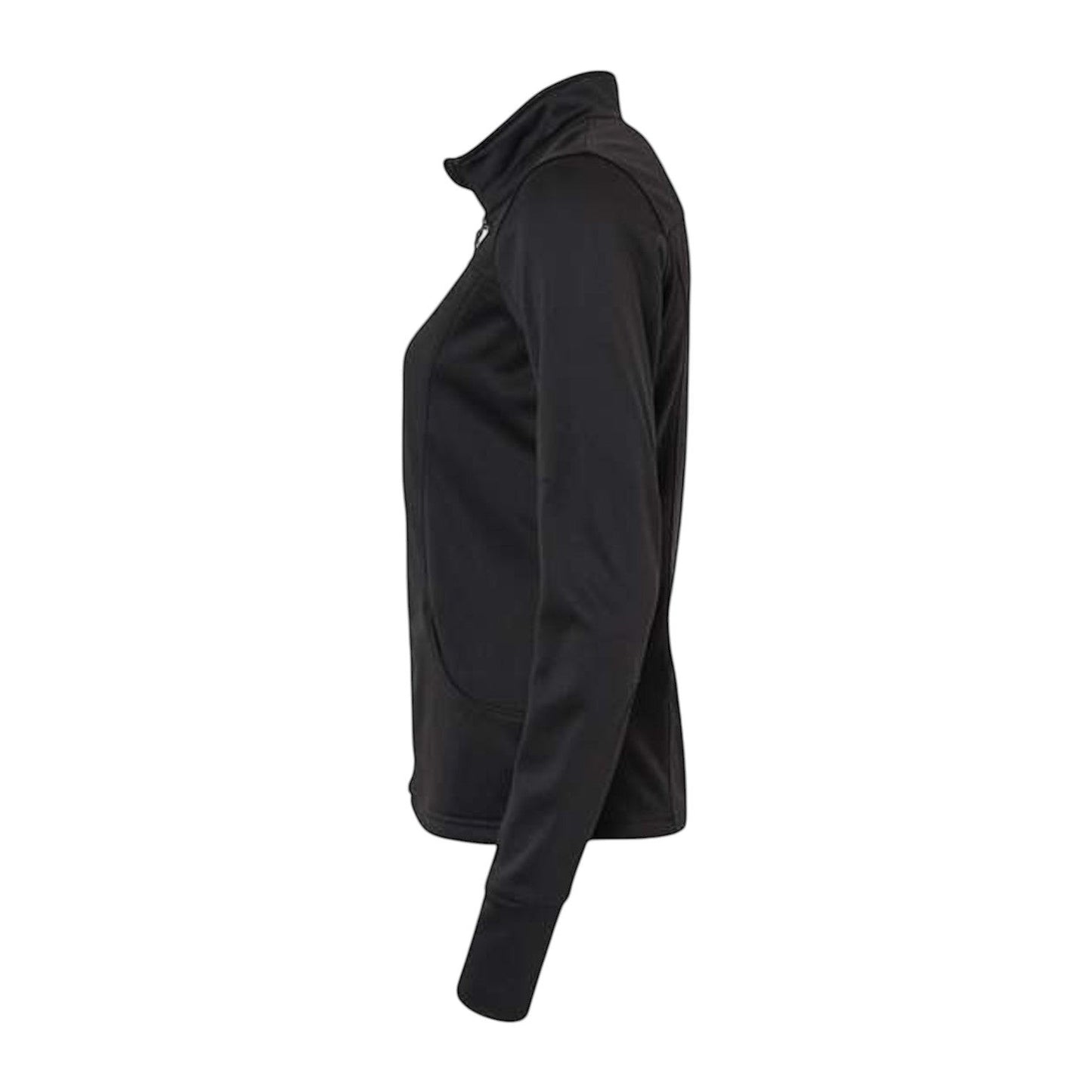 In Flight Running black polyester fleece track jacket with full zip and thumbholes