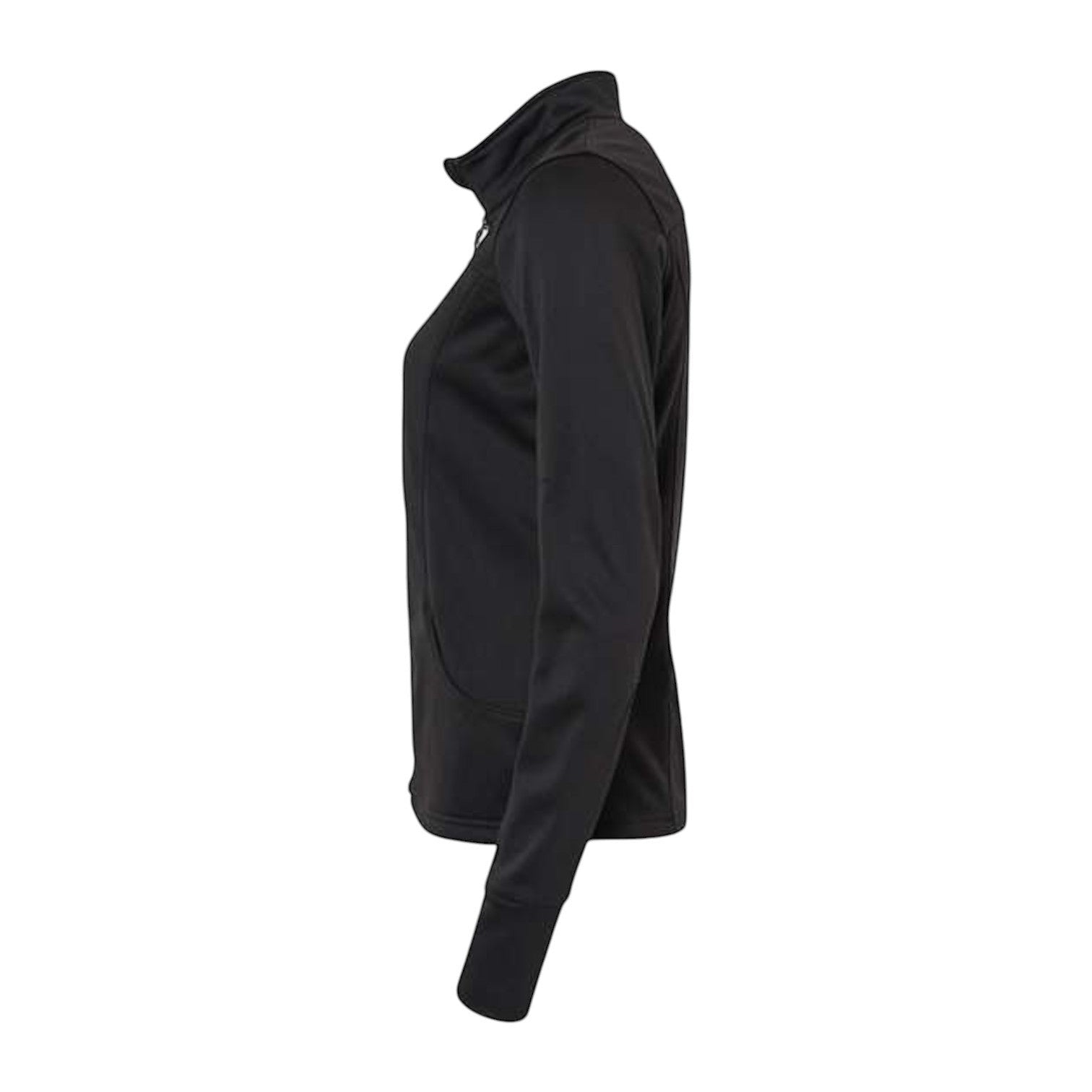 In Flight Running black polyester fleece track jacket with full zip and thumbholes