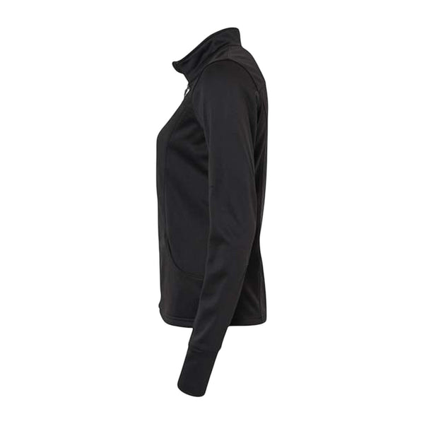 In Flight Running black polyester fleece track jacket with full zip and thumbholes