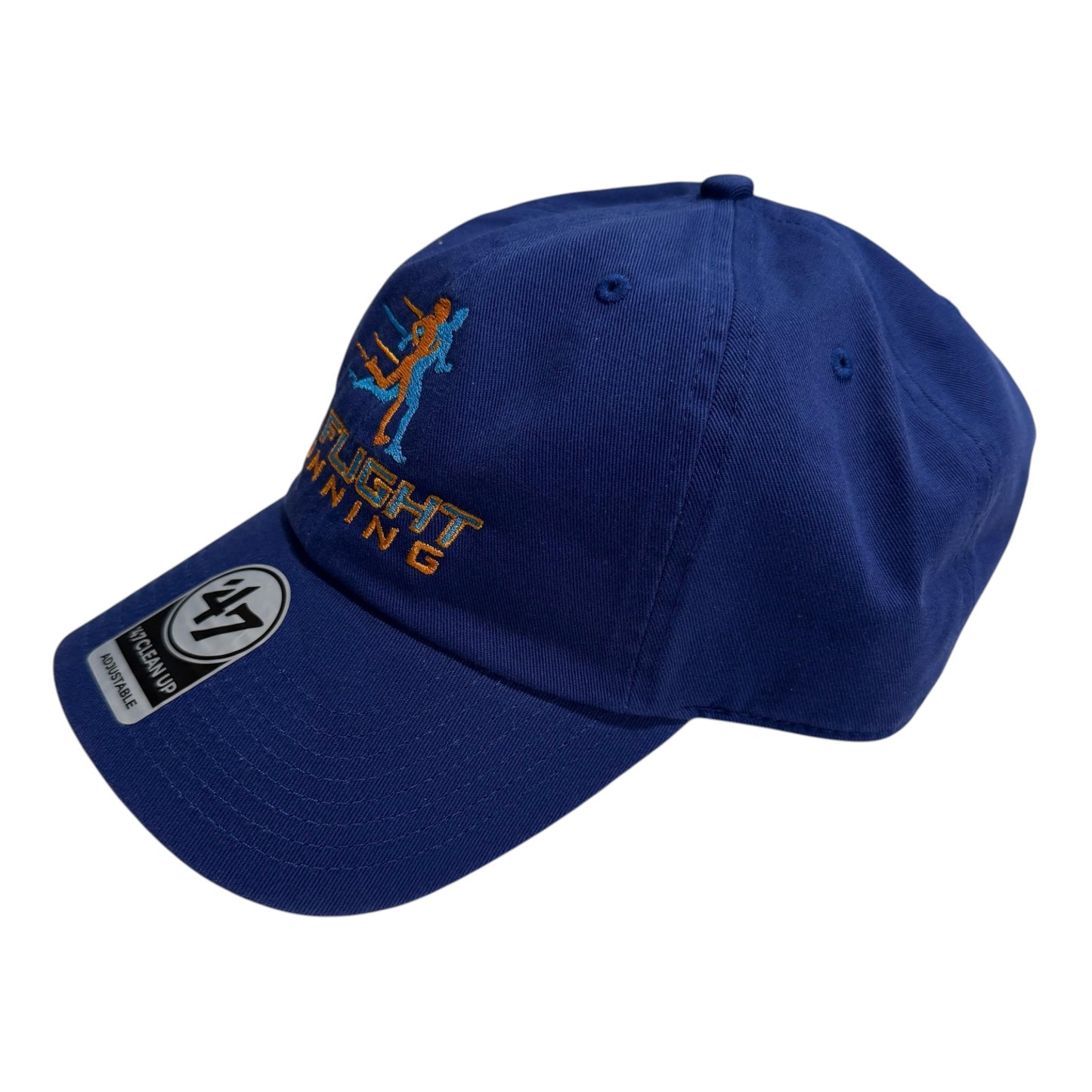 In Flight Running blue cotton twill unstructured cap with embroidered logo and pre-curved visor.