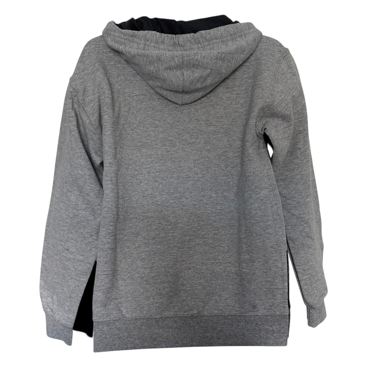 In Flight Running grey heather cotton-blend full-zip hoodie with black lining. Unisex size small.