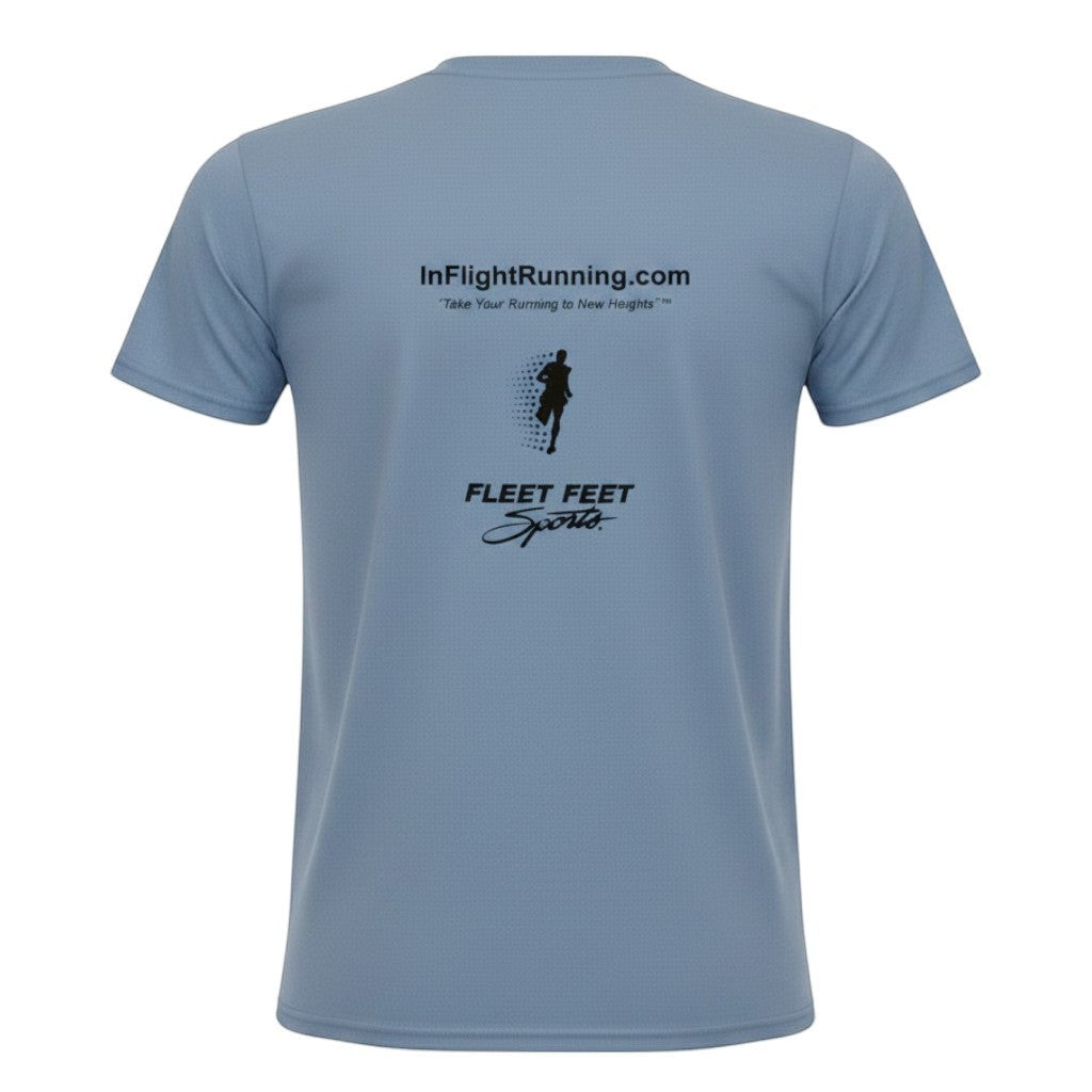 In Flight Running heather gray unisex cotton/poly blend t-shirt with original logo on front.