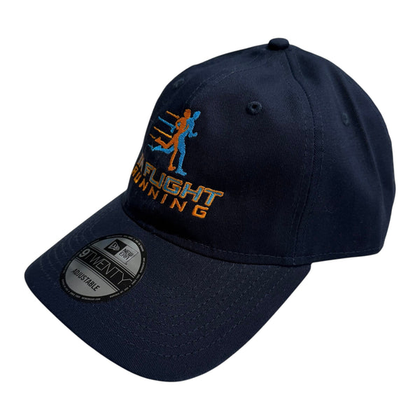 In Flight Running navy blue unstructured baseball cap with embroidered logo and adjustable strap