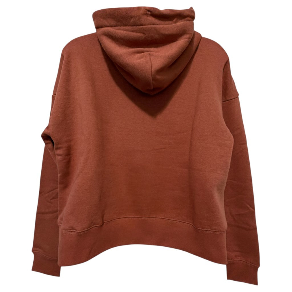 In Flight Running desert rose premium fleece hoodie with modest crop and drop shoulder design.