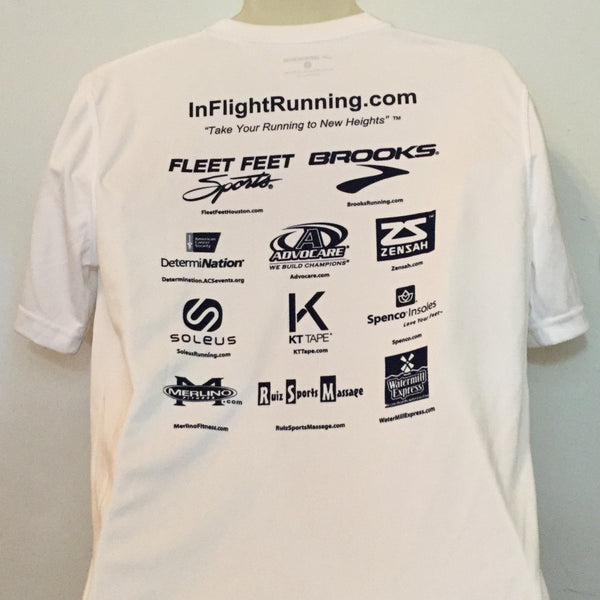 2009 In Flight Running - Men's Racing T -  Dry Fit - Htown Skyline - White