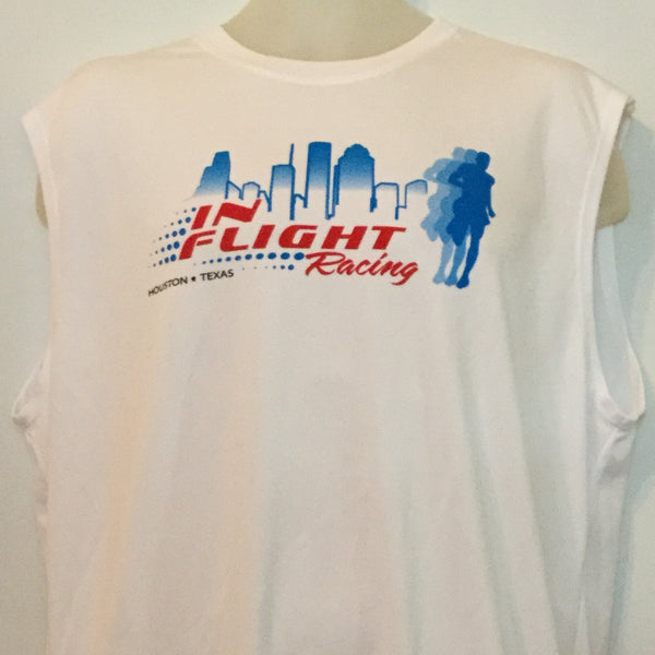 2009 In Flight Running - Men's Racing Sleeveless -  Dry Fit - Htown Skyline - White