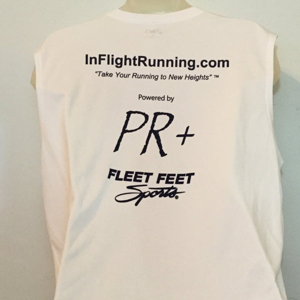 2009 In Flight Running - Men's Racing Sleeveless -  Dry Fit - Htown Skyline - White
