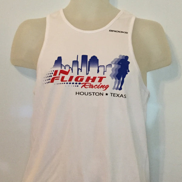 2009 In Flight Running - Men's Racing Tank -  Dry Fit - Htown Skyline - White