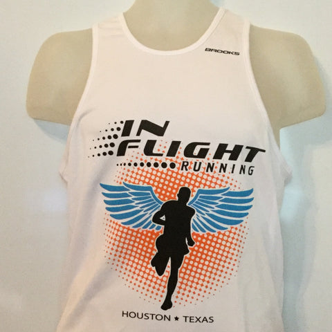 2011-12 In Flight Running - Men's Tank -  Dry Fit - Winged Runner - White